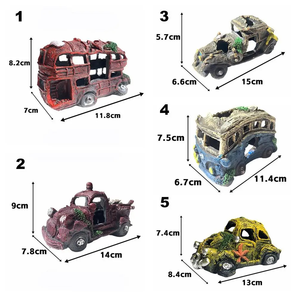 Multicolor Car Wreck Aquarium Decoration Broken Vehicle Resin Fish Shrimp Hideout Ornament Landscaping Making 250604