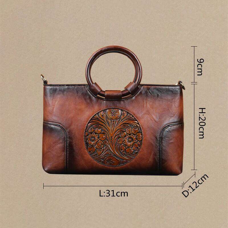 High Quality PU Leather Women Handbag Retro Emed Large Capacity Female Shoulder Messenger Bag Brown Black Red Green Grey M58