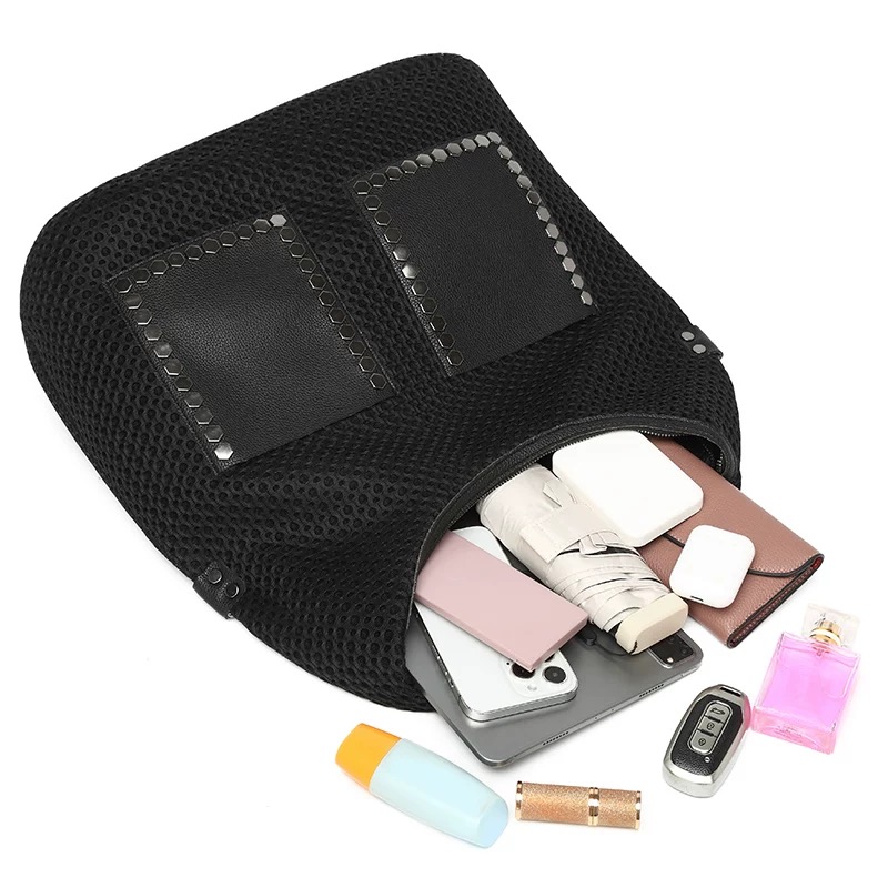 Elegant and Practical: Luxury Mesh Stitched Leather Cross-body Handbag Ideal for Daily Wear