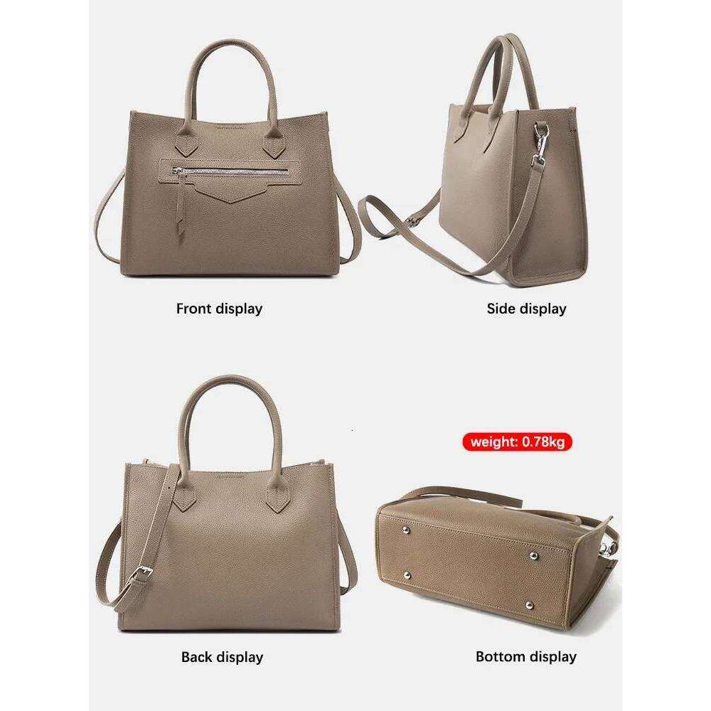 Zency 2024 Women Handbag Vintage Genuine Leather Shoulder Bag Ladies Crossbody Simple Top Handle For Work Designer Big Bags