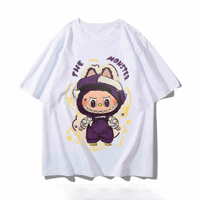 New Labubu Anime Designer T-Shirts Couple T-Shirt Short-Sleeved Men And Women Pure Cotton T-shirts Causal Women's T-shirts