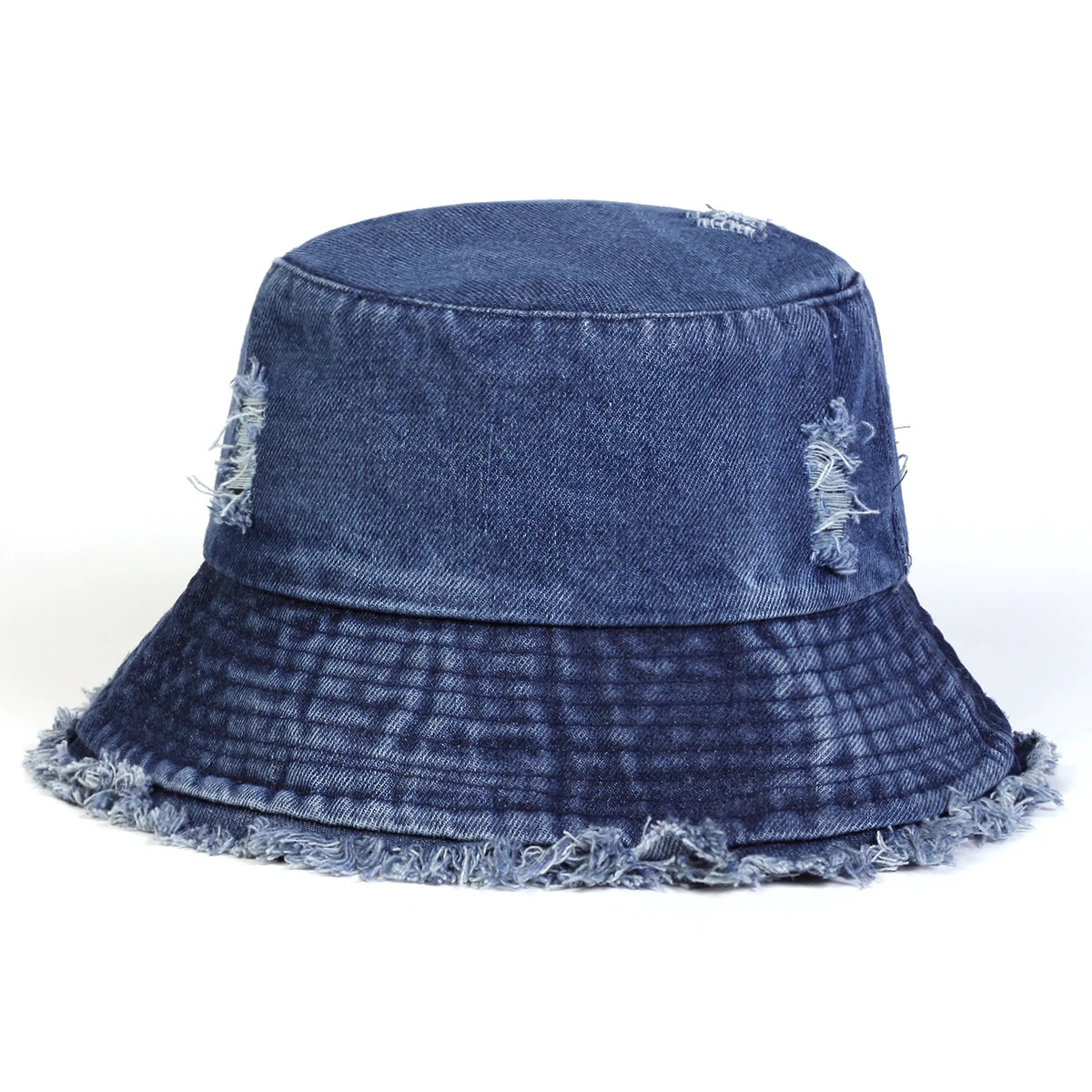 1piece Unisex Vintage Holes Denim Bucket Hat Outdoor Sunscreen Leisure Hat Spring Autumn Travel Tourism Beach Vacation 250605