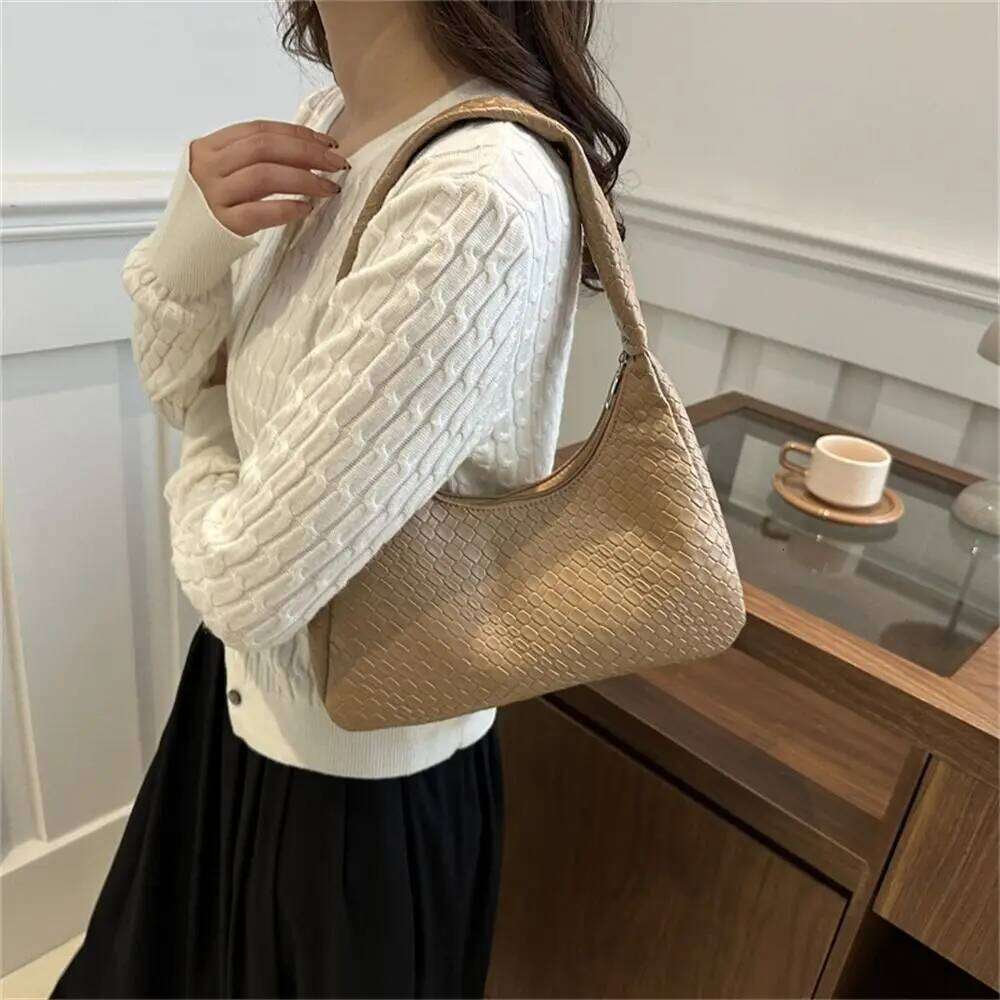 New French Style Tote for Women PU Leather Single Shoulder Underarm Bag Designer Handbag Travel Expanding Folders bag