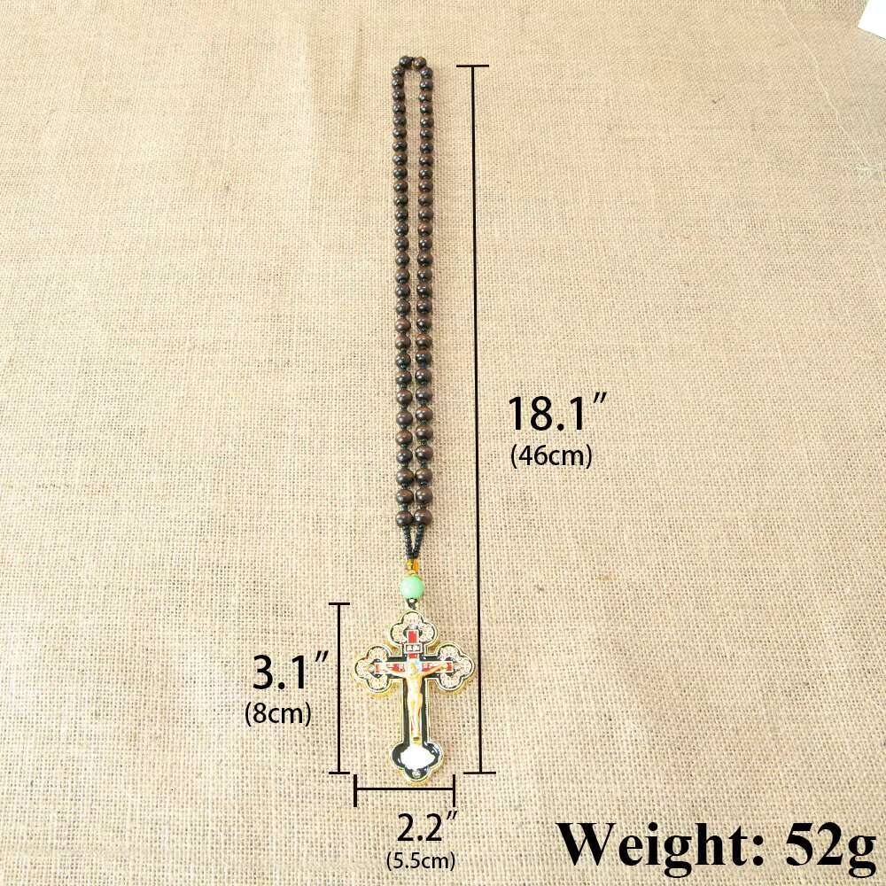 Catholic Rosary Necklace Jesus Crucifix Religious Cross Pendant Chain Jewelry for Men and Women Christian Devotional Gift