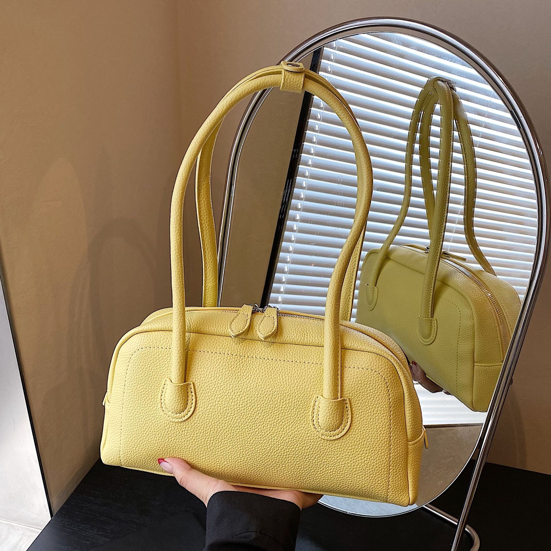 designer Korean Niche Boston Handbag for Women 2025 New High-End Simple Versatile Commuter Shoulder Underarm Bag