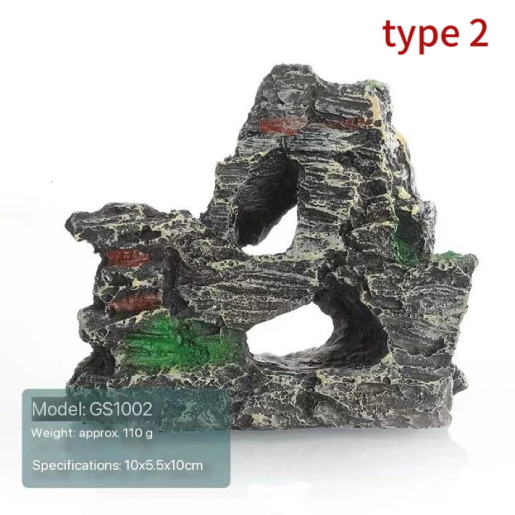 Fish Tank Landscaping Ornamental Rockery Simulation Resin Process Aquarium Decoration Explosive Rock Decoration Fish Hiding Cave 250604