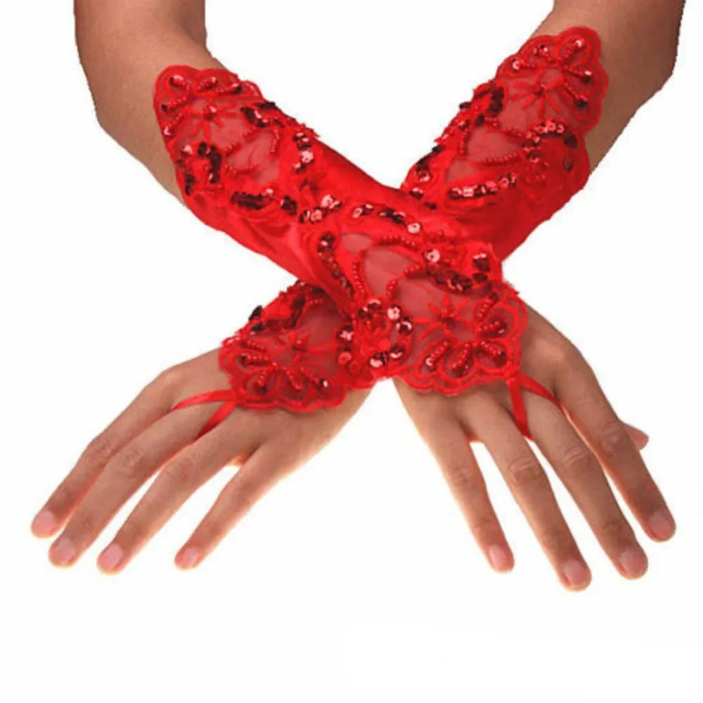 1Pair Fishnet Fingerless Gloves Lace Wrist Cuff Hand Gloves Short Sleeve Gloves Bridal Wedding Mesh Gloves Party Gloves 250603