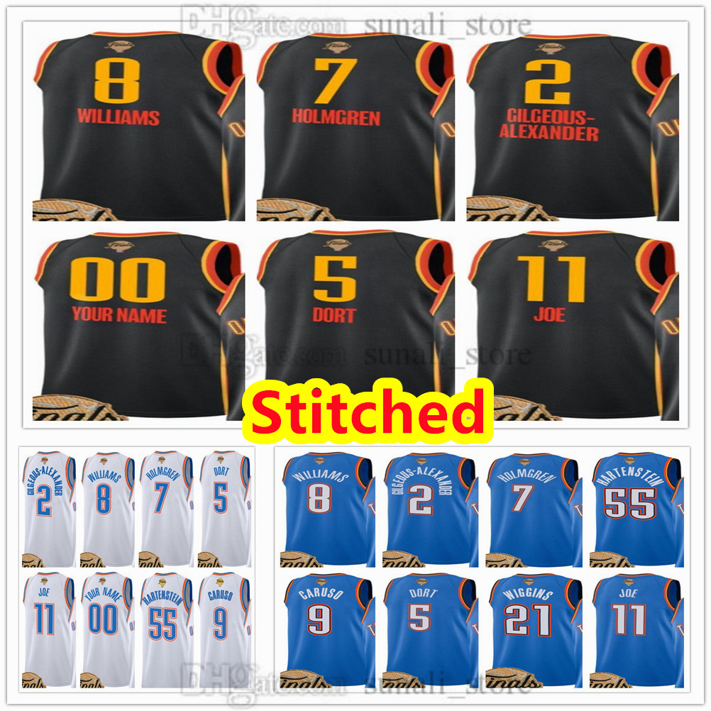 Stitched 2025 The Finals Men's Basketball Jerseys 2 Shai Gilgeous-Alexander 8 Jalen Williams 7 Chet Holmgren 5 Luguentz Dort 55 Isaiah Hartenstein 11 Isaiah Joe XS-4XL