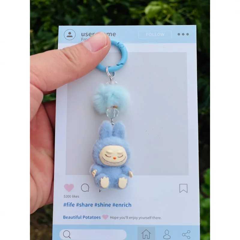 New Christmas Gift Labubu Kawaii Particles Keychain Bag Cell Phone Charm Key Ring Z250607