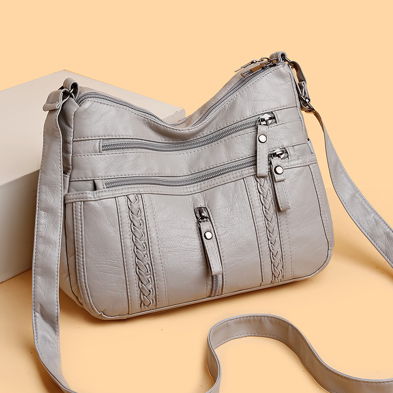 Free Shipping 2025 New Designer Bag Cross Border Soft Leather Wide Shoulder Strap Shoulder Bag Luxury Wallet Multi Functional Large Capacity Handbag