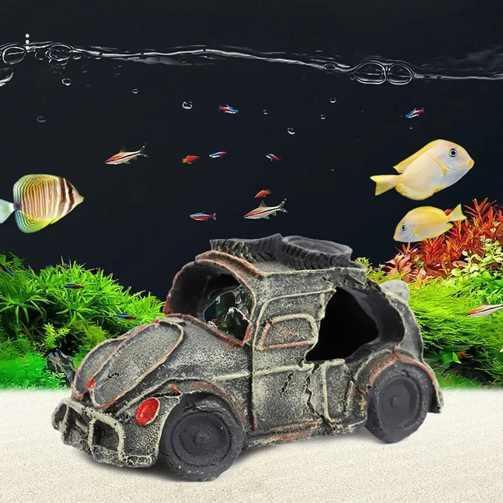 Multicolor Car Wreck Aquarium Decoration Broken Vehicle Resin Fish Shrimp Hideout Ornament Landscaping Making 250604