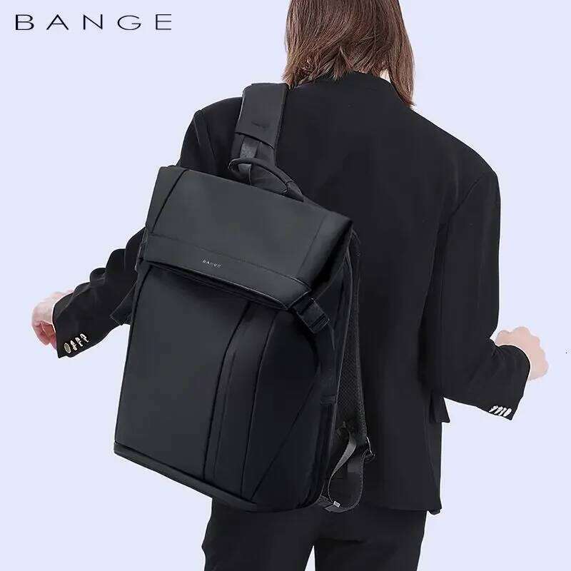Mochila Bange 15.6-inch laptop Men's business waterproof multi compartment travel bag Black backpack suitable for Men