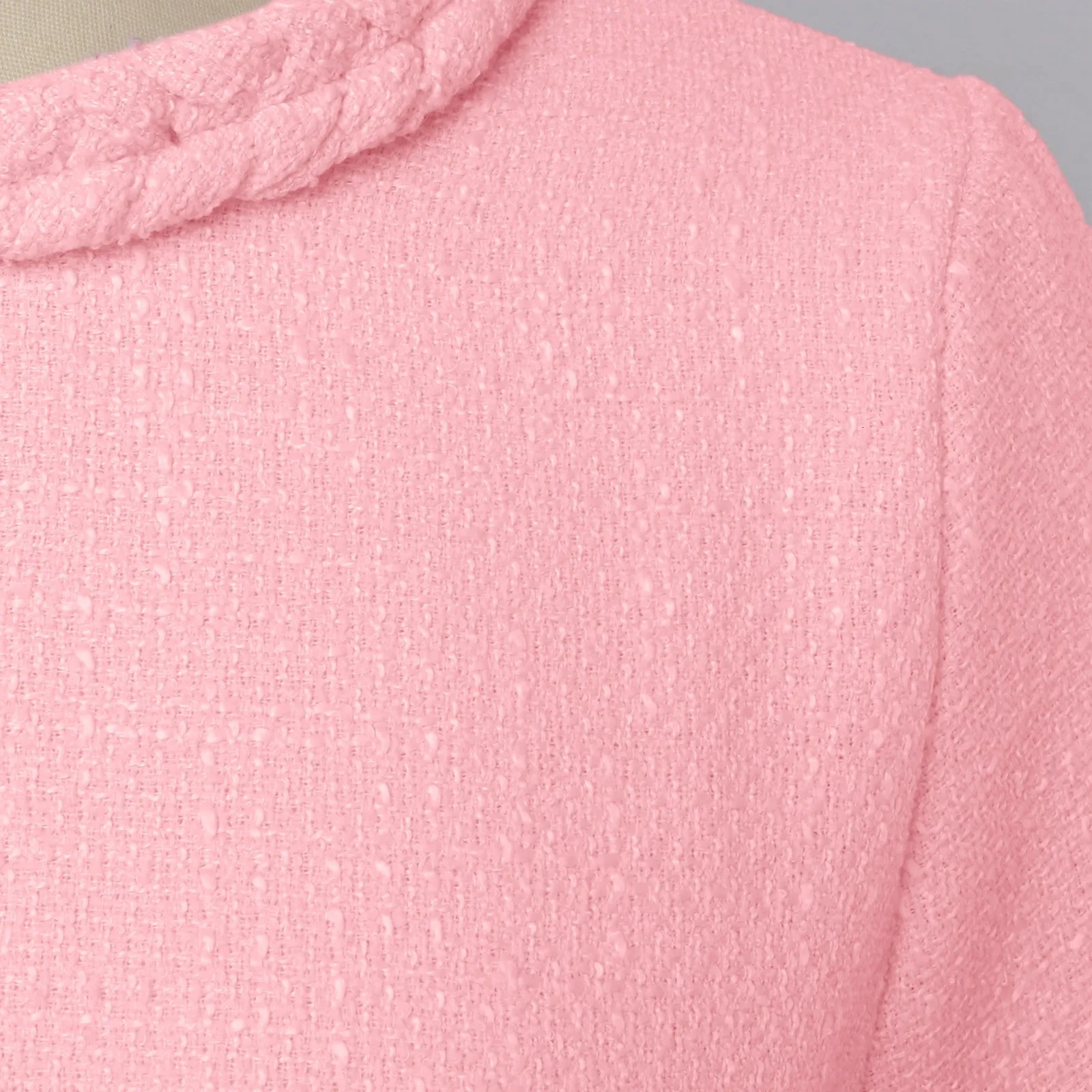 Women Sweet French Style Short Dresses Elegant Tweed Solid Color Button Up Pullover Midi Dress Office Lady Short Formal Dresses 250603