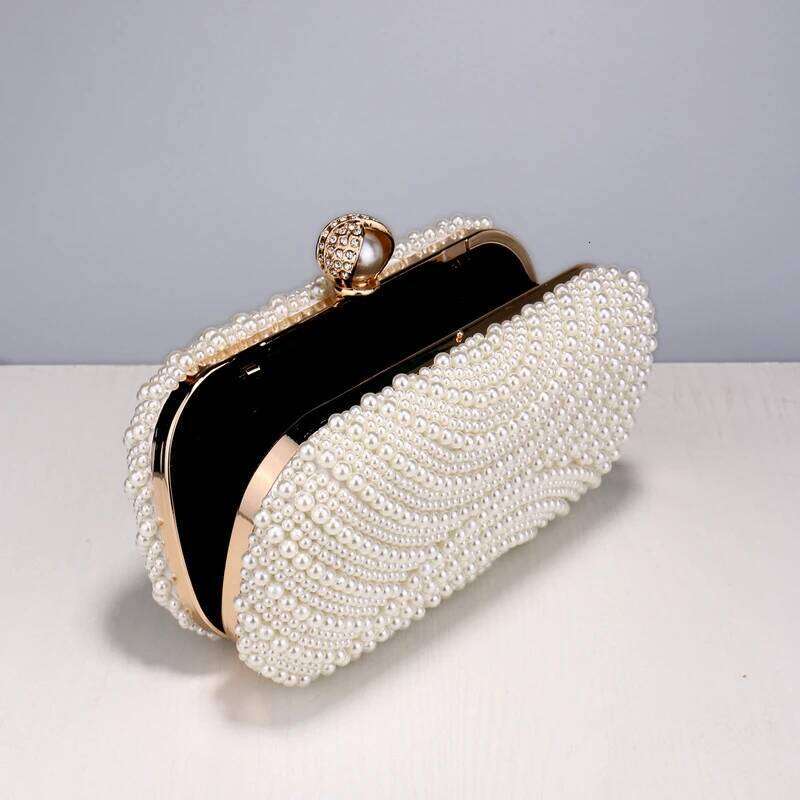 Beading Women Evening Bags Vintage Small Chain Shoulder Pearl Dias Metal Ladies Clutch Handbags