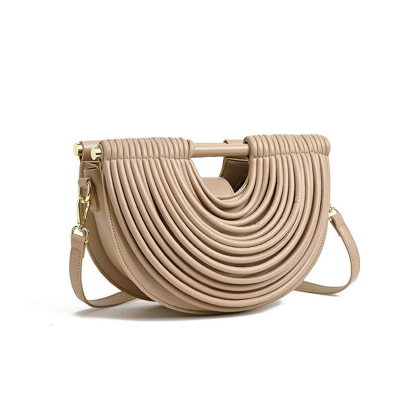 Fashion Handbag for Women 2025 High-end Niche Design Personality Woven Noodle Cloud Bag Half-circle