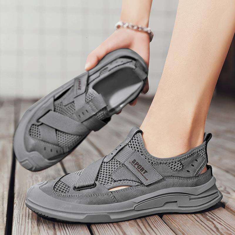 Summer New Breathable Hollow Mesh Non-Slip Wear-Resistant Lightweight Men's Sandals Outdoor Beach Shoes