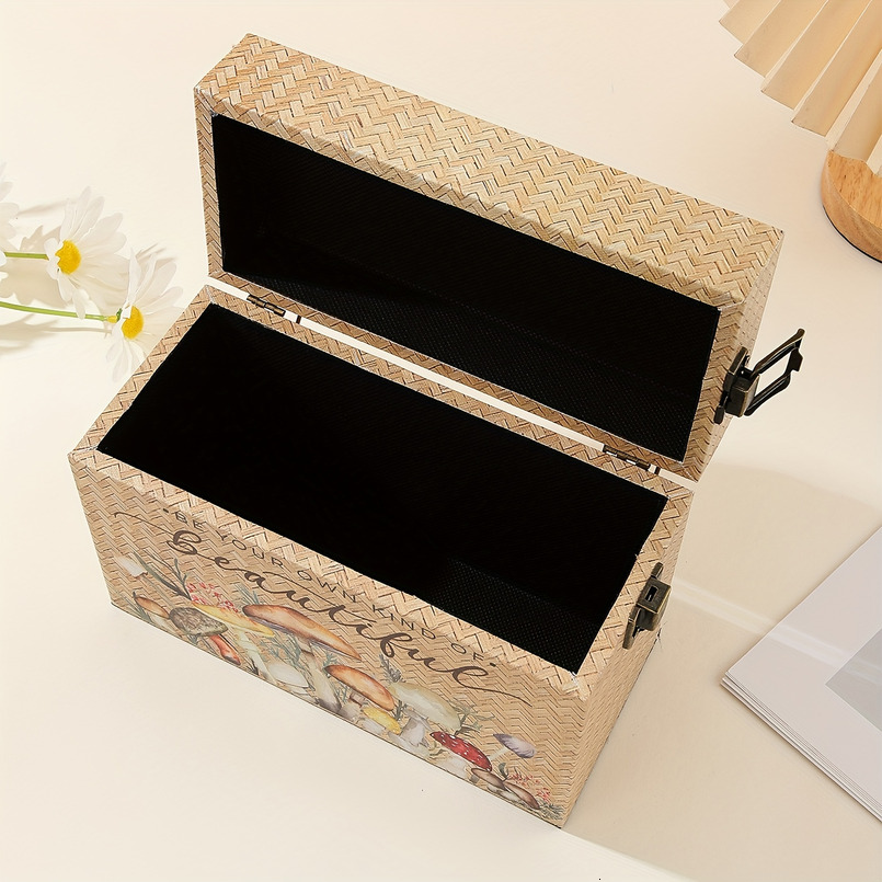 Bamboo Style Wooden PU Storage Box - Art Craft Organizer, Suitable for Miscellaneous Items and Unique Gifts, Yellow