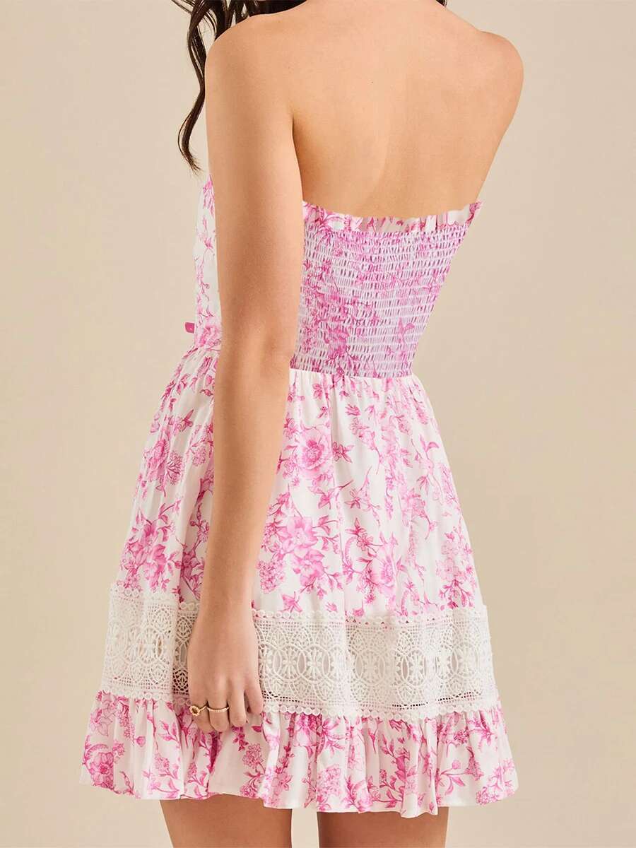 Womens Boho Off Shoulder Maxi Dress with Floral Print and Ruffled Hemline Perfect for Summer and Beach Vacation