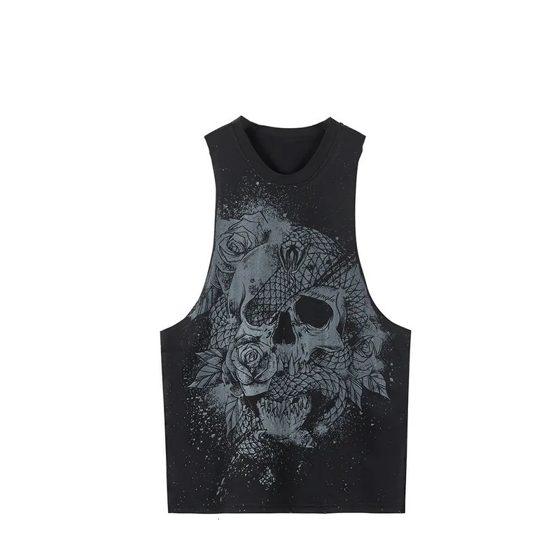 Mens vest Gym Tank top Men Fitness Print Tees Running Sleeveless Shirt Male Elastic Sport Vest Man Undershirt Gyms Clothing 250527