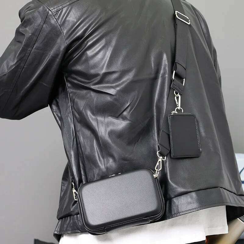 Fashion Box Shape Bags Brand Design Crossbody Shoulder Men Trendy 2 In 1 Small Square Bag Male Handbag