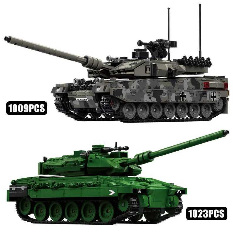 Military WW2 Leopard 2A7 Heavy Tank Building Blocks Technical Merkava Main Battle Tank Army Weapons Bricks Toy For Children Gift Z250607