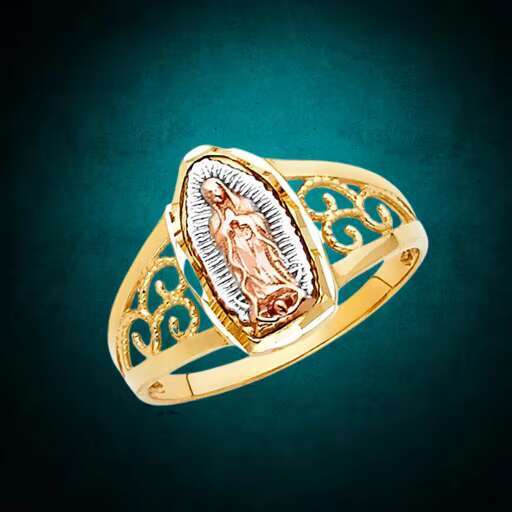 Luxury Women and Men Ring Virgin Mother Mary Three Tone Plated Fashion and Fancy Elegant Classic Trendy