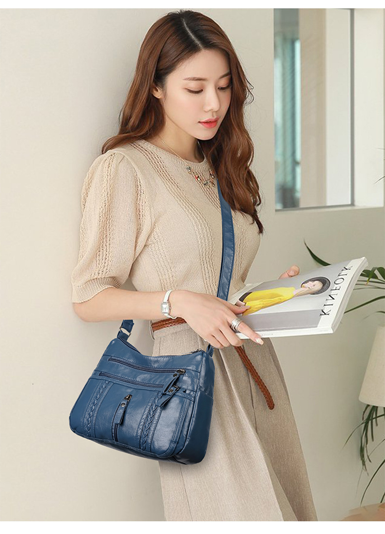 Free Shipping 2025 New Designer Bag Cross Border Soft Leather Wide Shoulder Strap Shoulder Bag Luxury Wallet Multi Functional Large Capacity Handbag