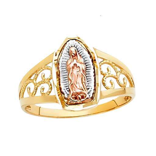 Luxury Women and Men Ring Virgin Mother Mary Three Tone Plated Fashion and Fancy Elegant Classic Trendy