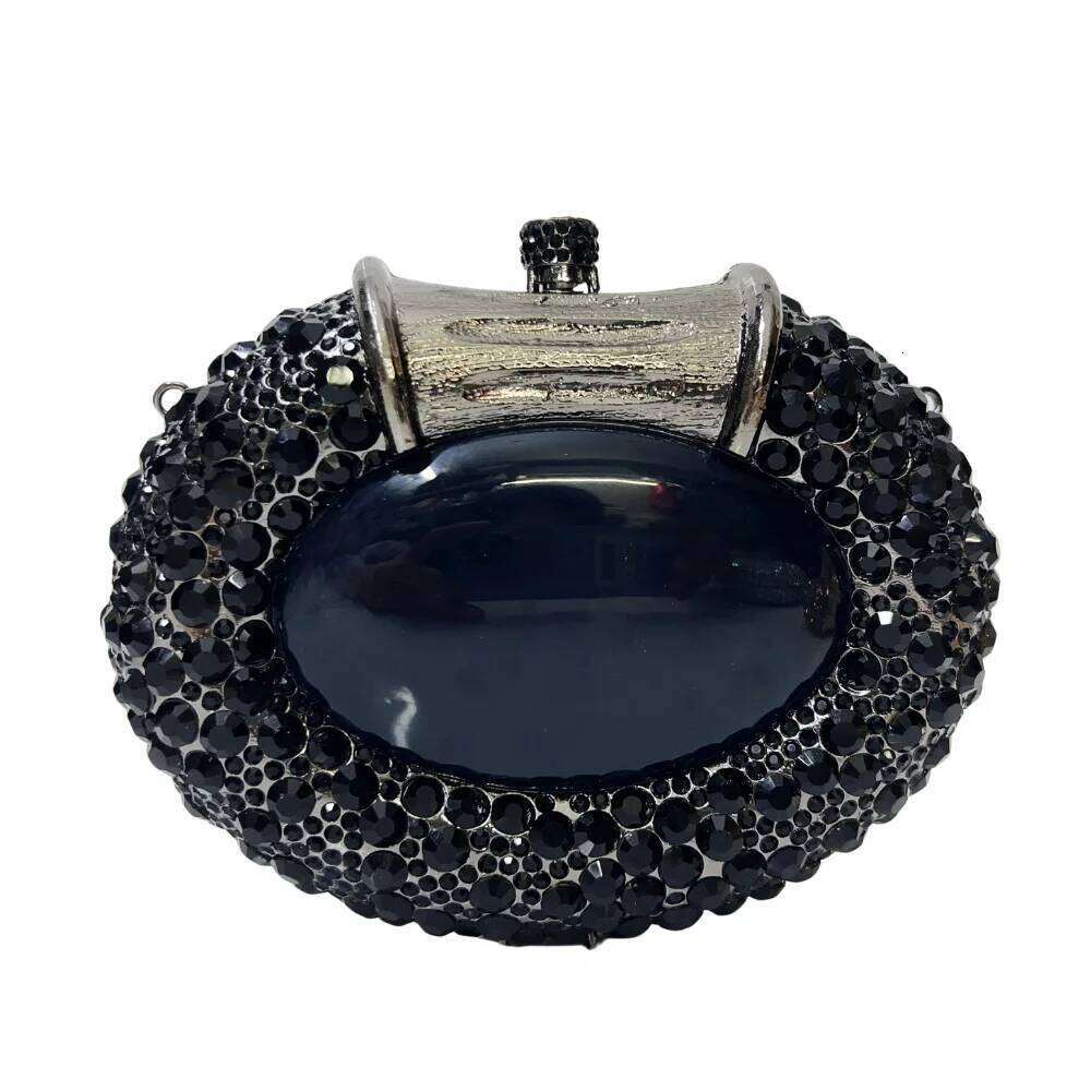 XIYUAN Oval Shaped Crystals Evening Bags Women Boutique Dia Clutch Purses And Handbags Bridal Wedding Gem Phone Purse