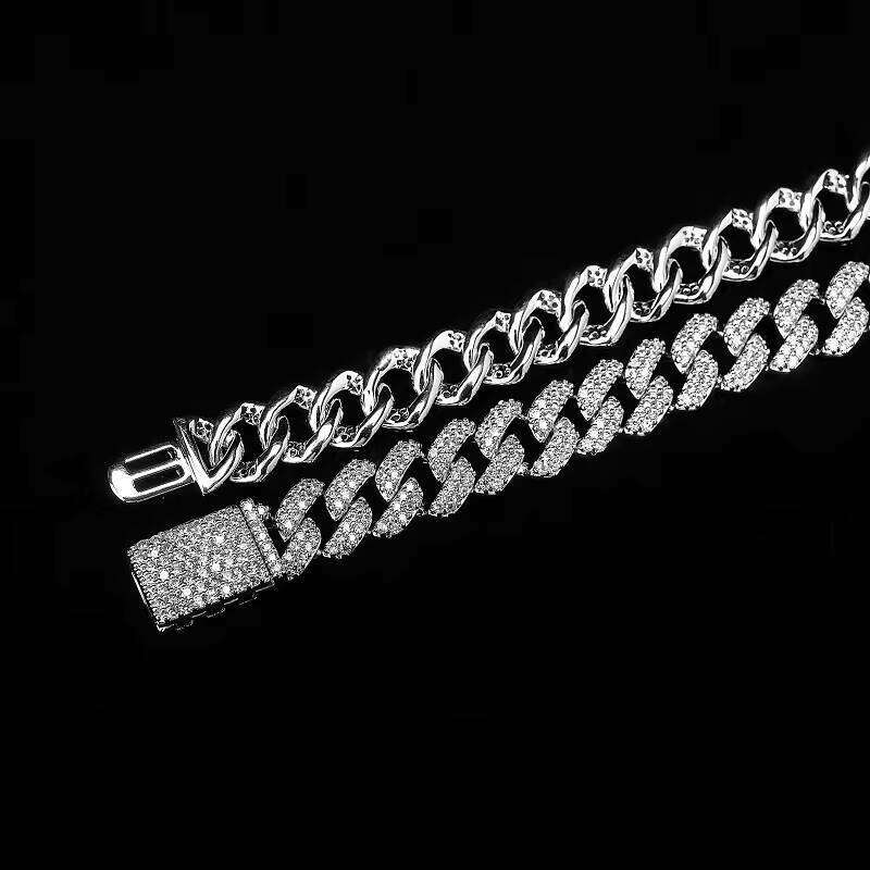 Classic 8mm Punk Rock Link Custom S Sier Man Necklace with Dia Hip Hop Choker Cuban Chain in Rose Gold Main Stone