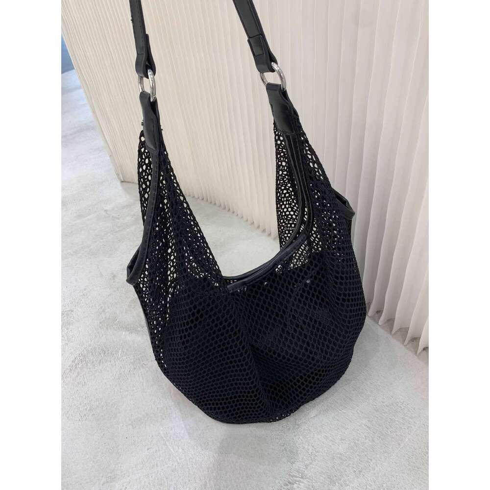 New Hollow Mesh Large Capacity Mother Daughter Tote for Women Summer Beach Casual Shoulder Bag