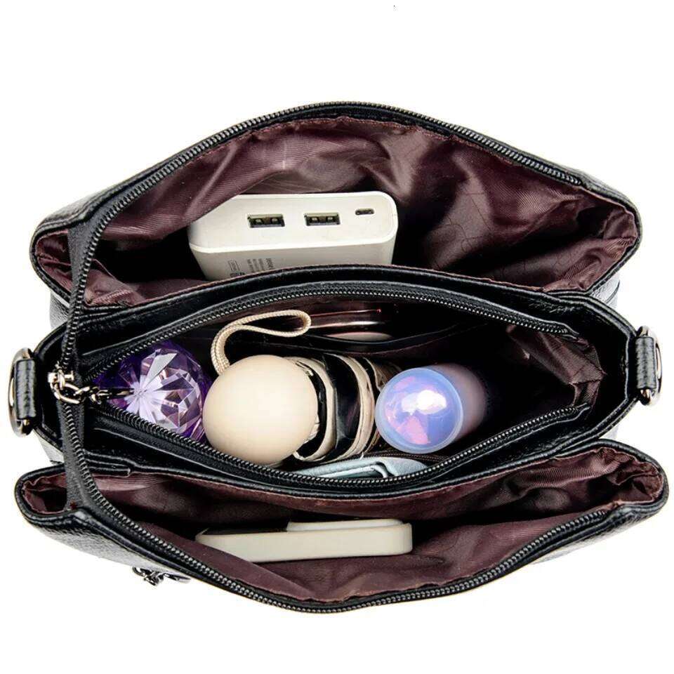 Kangaroo Brand Pu Leather Handbags Women Bags Designer Three Layers Shoulder Crossbody Bag Large Capacity