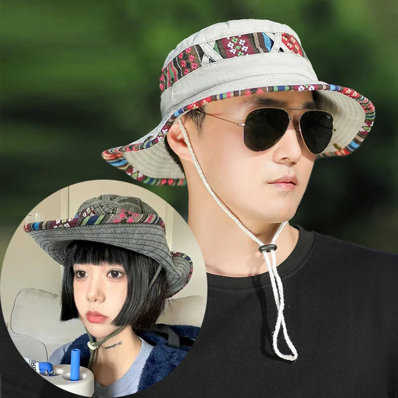 Fashion Summer Bucket Hat Outdoor Camping Cap Hiking Fishing Hats Fishing Accessories Bike Accessories Cowboy Hats Sun Caps 250606