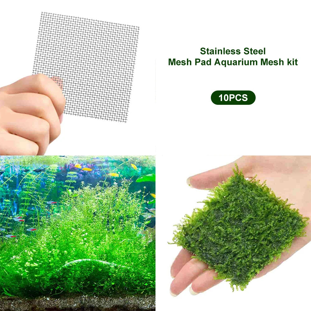 10PCS Aquarium Stainless Steel Wire Mesh Pad Moss Water Grass Fixed Landscape Decoration Fish Tank Stainless Steel Wire Mesh Pad 250604