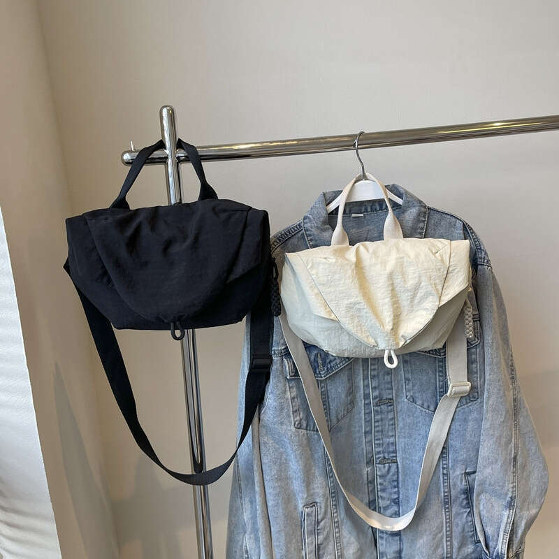 Solid Color Simple Casual Single Shoulder Crossbody for Women, Large Capacity Lightweight Foldable Handbag, Versatile Fashionable Chest Bag