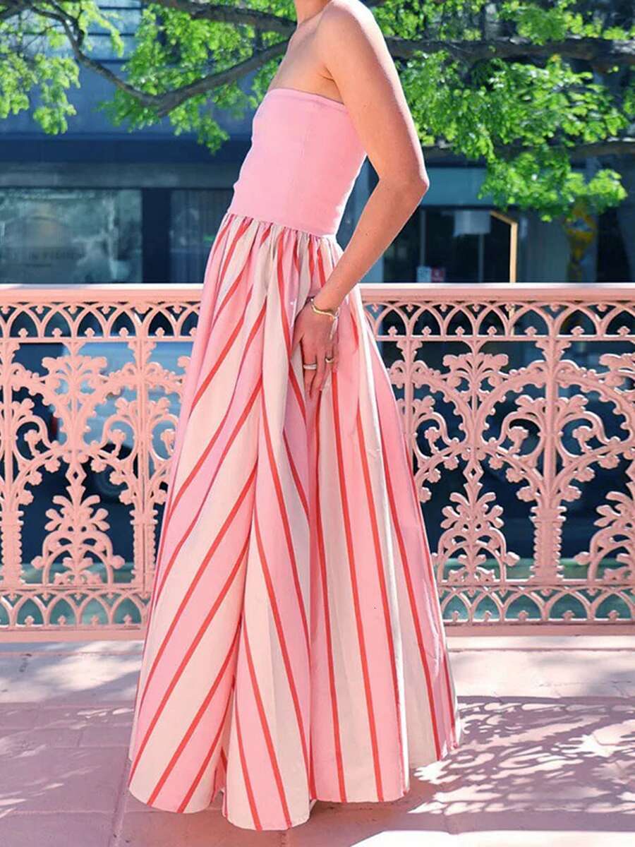 Elegant Floral Print Maxi Dress Boho Style Off Shoulder Ruffle Long Dress Summer Beach Party Strapless Sundress