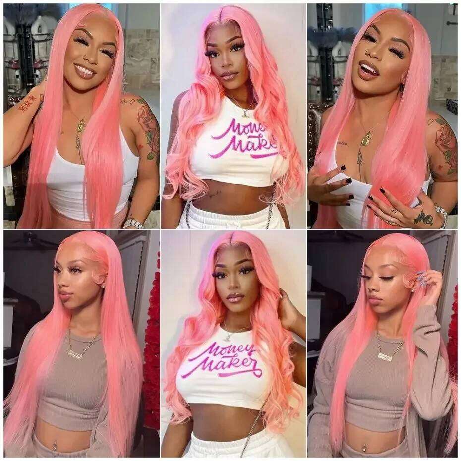 NAMM Bone Straight 13x6 HD Light Pink Front Wigs 100% Human Hair For Women Brazilian 613 Color 13x4 Lace Frontal Wig Pre Plucked