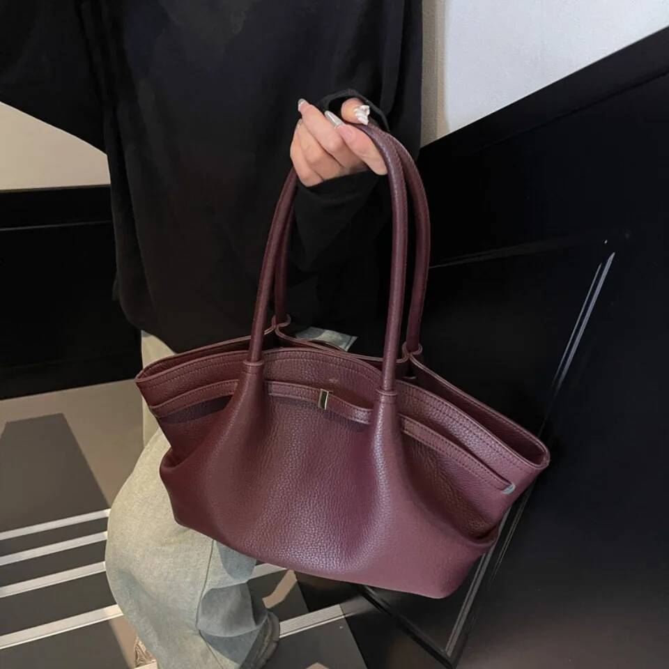 Big Short Handle PU Leather Tote for Women 2025 Y2K Ladies Shoulder Bag Females Retro Handbags and Purses Top-handle Bags