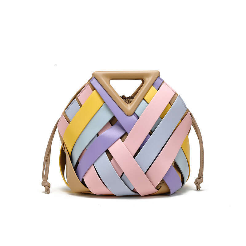 Large Capacity Woven Women's Handbag New Triangle Magnetic Hollow Crossbody Shoulder Fashion Mother-Daughter Bag