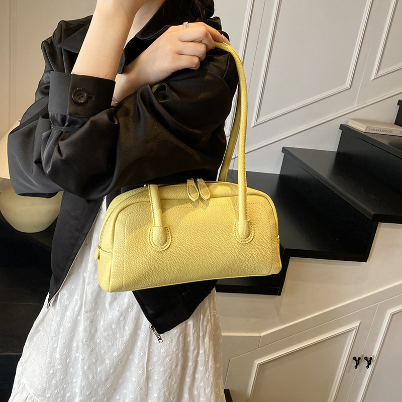 designer Korean Niche Boston Handbag for Women 2025 New High-End Simple Versatile Commuter Shoulder Underarm Bag