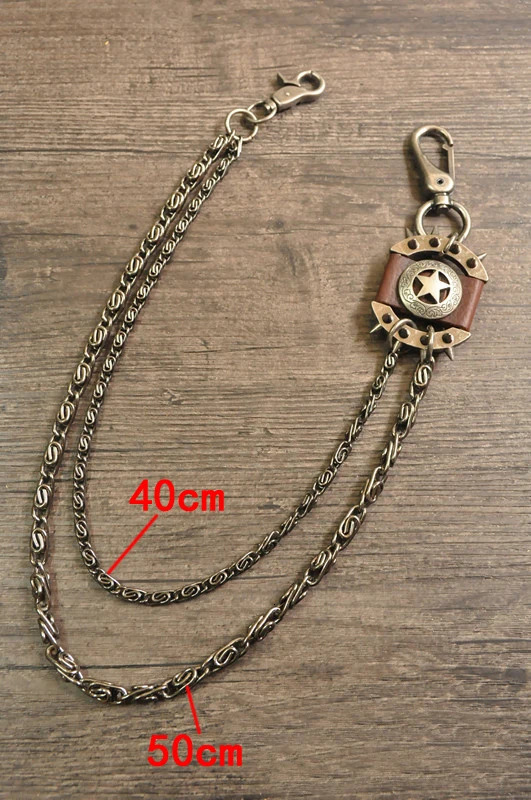 Men Trousers Pants Wallet Keychain Gray Black Skull Horns Bullet Shape Pendant Metal Link Waist Chain Punk Jean Heavy Chain 250530