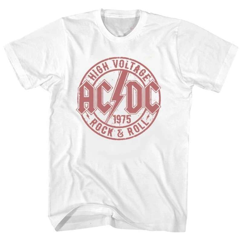 New Voltage ACDC Band Rock American Retro Short Sleeve Cotton Designer High Quality T shirt