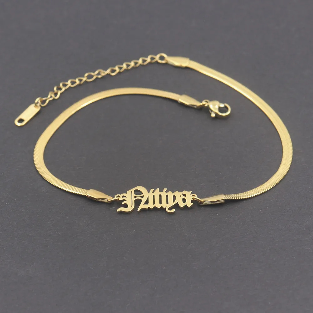 Custom Name Letter Anklet For Women Stainless Steel Bracelet For The Foot Herringbone Chain Customized Nameplate Anklets 250606