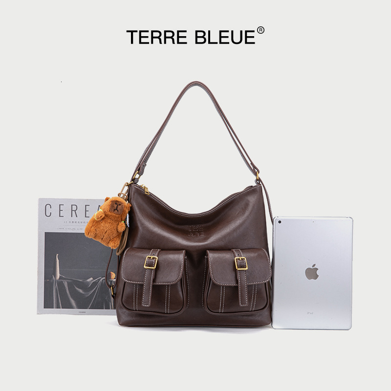 Free Shipping New Women's Multi Pocket Handbag Fashionable Retro Commuting Shoulder Bag Large Capacity Urban Bucket Bag Luxury Student Backpack