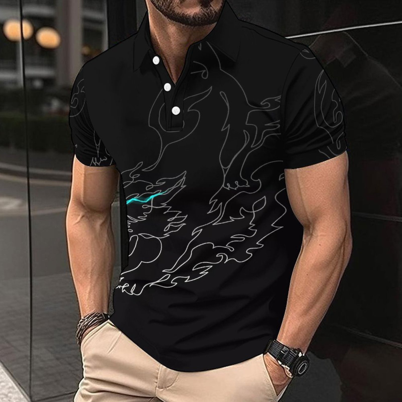 mens polo shirt golf shirt designer polo with Stylish 3D Printing Men's Collared Short Sleeve Printed Polo Shirt EU Sizes: S - 3XL
