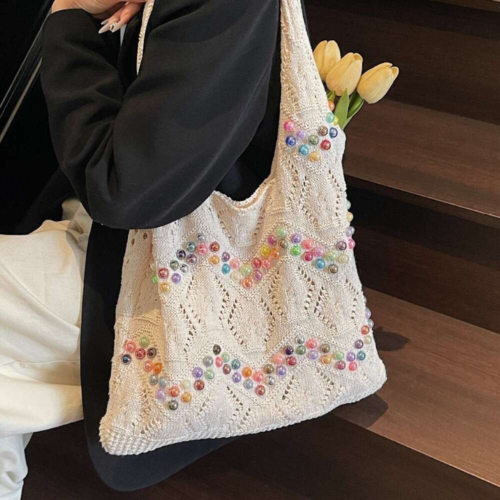 2025 New Woven Women's Shoulder Ins Niche Design Shopping Bag Casual Trend GUHUISHU