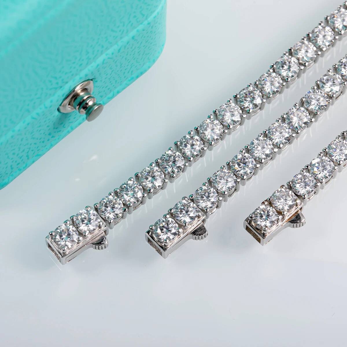 AnuJewe 4mm D Color Moissanite Dia Tennis Gold Plated Sterling Sier Necklace Customs Jewelry Wholesale