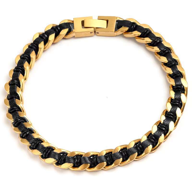 Tizti Jewelry Wholesale Non Tarnish Men Black Stainless Steel Cuban Chain Various Colors Braided Leather Bracelet for Men