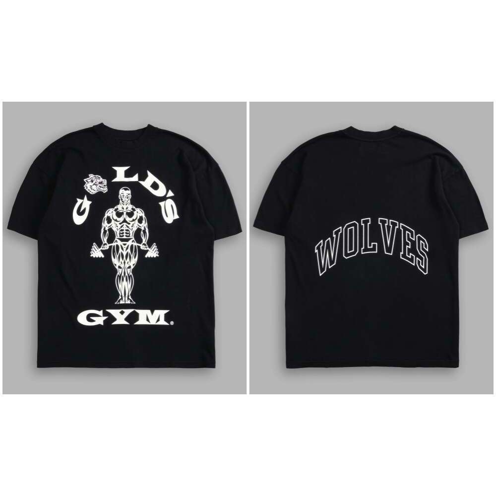 Gold's Gym Collaboration Soft Cotton Unisex Sports Fiess Breathable Short Sleeve Printed T-Shirt