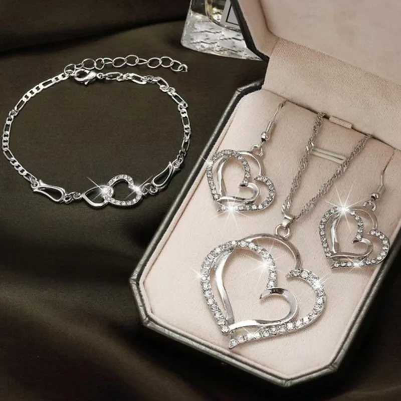 European and American popular heart-shaped pendant jewelry set peach-shaped necklace earrings Z250607
